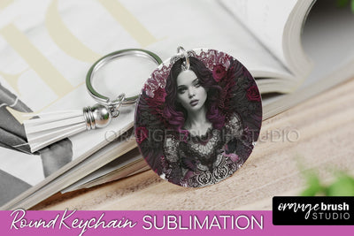 Gothic Halloween Keychain - Dark Academia Keychain PNG Sublimation OrangeBrushStudio 