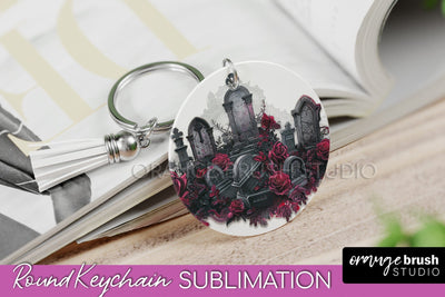 Gothic Halloween Keychain - Dark Academia Keychain PNG Sublimation OrangeBrushStudio 