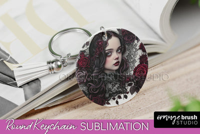 Gothic Halloween Keychain - Dark Academia Keychain PNG Sublimation OrangeBrushStudio 