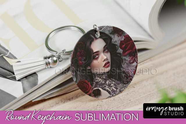 Gothic Halloween Keychain - Dark Academia Keychain PNG Sublimation OrangeBrushStudio 
