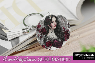 Gothic Halloween Keychain - Dark Academia Keychain PNG Sublimation OrangeBrushStudio 