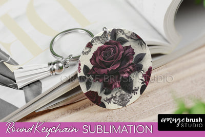 Gothic Halloween Keychain - Dark Academia Keychain PNG Sublimation OrangeBrushStudio 
