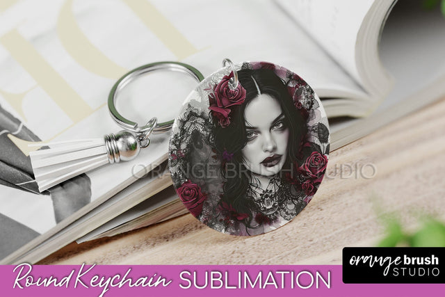 Gothic Halloween Keychain - Dark Academia Keychain PNG Sublimation OrangeBrushStudio 
