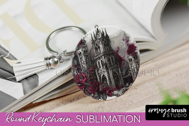 Gothic Halloween Keychain - Dark Academia Keychain PNG Sublimation OrangeBrushStudio 