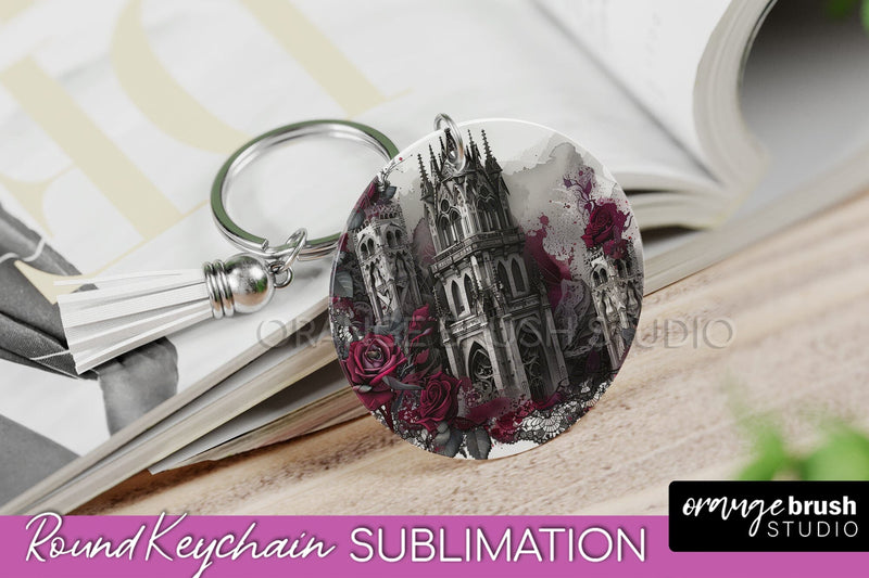 Gothic Halloween Keychain - Dark Academia Keychain PNG Sublimation OrangeBrushStudio 