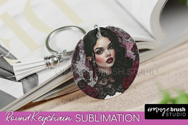 Gothic Halloween Keychain - Dark Academia Keychain PNG Sublimation OrangeBrushStudio 