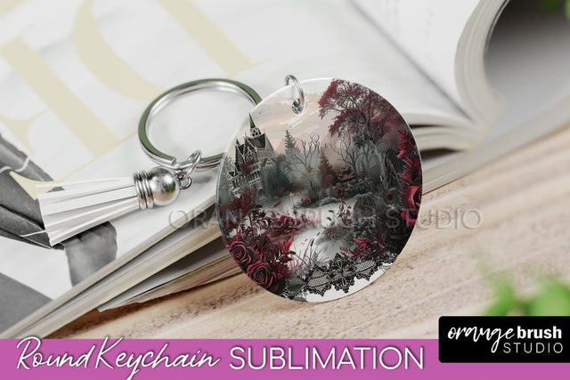 Gothic Halloween Keychain - Dark Academia Keychain PNG Sublimation OrangeBrushStudio 