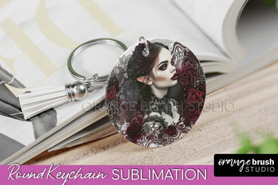Gothic Halloween Keychain - Dark Academia Keychain PNG Sublimation OrangeBrushStudio 