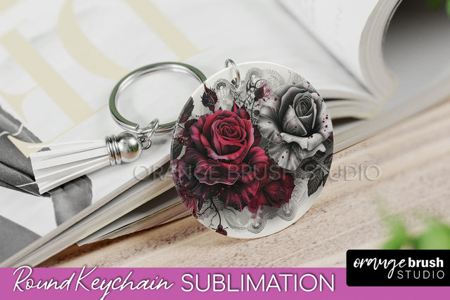 Gothic Halloween Keychain - Dark Academia Keychain PNG Sublimation OrangeBrushStudio 