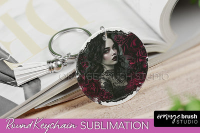 Gothic Halloween Keychain - Dark Academia Keychain PNG Sublimation OrangeBrushStudio 