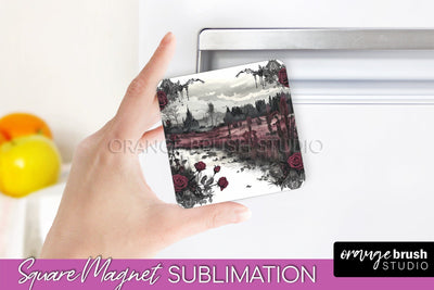Gothic Halloween Magnet Sublimation - Dark Academia Magnet Sublimation OrangeBrushStudio 