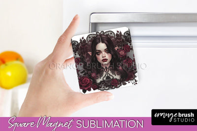 Gothic Halloween Magnet Sublimation - Dark Academia Magnet Sublimation OrangeBrushStudio 