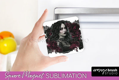 Gothic Halloween Magnet Sublimation - Dark Academia Magnet Sublimation OrangeBrushStudio 