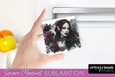 Gothic Halloween Magnet Sublimation - Dark Academia Magnet Sublimation OrangeBrushStudio 
