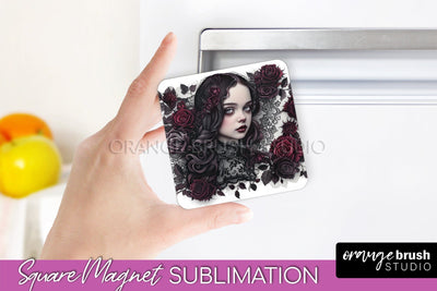 Gothic Halloween Magnet Sublimation - Dark Academia Magnet Sublimation OrangeBrushStudio 