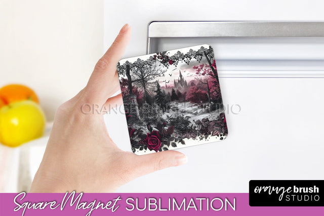 Gothic Halloween Magnet Sublimation - Dark Academia Magnet Sublimation OrangeBrushStudio 