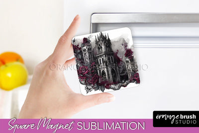 Gothic Halloween Magnet Sublimation - Dark Academia Magnet Sublimation OrangeBrushStudio 