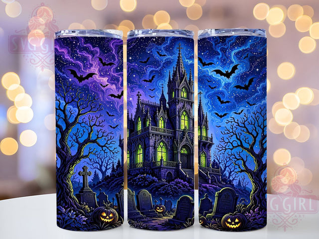Gothic Halloween Mansion 20oz Tumbler, Haunted Mansion, Gothic Style, Halloween Theme, Spooky Design, Dark Aesthetic, 20oz Wrap, Sublimation Tumbler Sublimation SvggirlplusArt 