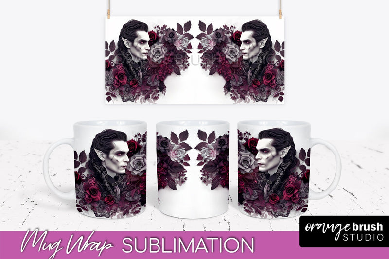 Gothic Halloween Mug Wrap - Dark Academia Mug Sublimation Sublimation OrangeBrushStudio 
