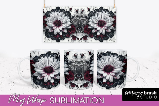 Gothic Halloween Mug Wrap - Dark Academia Mug Sublimation Sublimation OrangeBrushStudio 