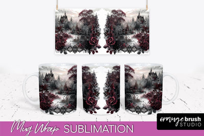 Gothic Halloween Mug Wrap - Dark Academia Mug Sublimation Sublimation OrangeBrushStudio 
