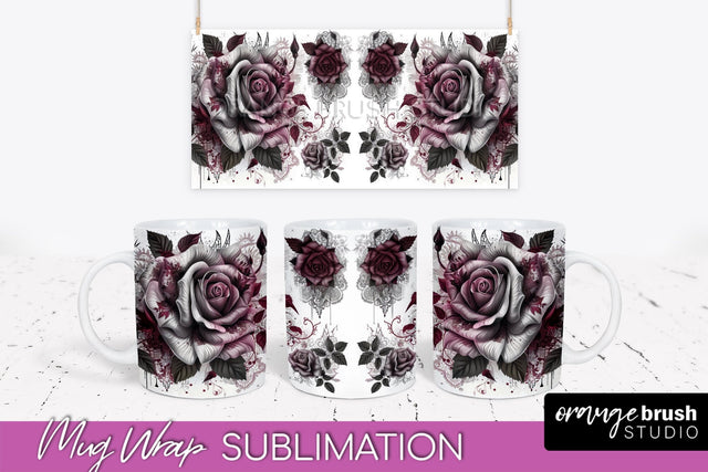 Gothic Halloween Mug Wrap - Dark Academia Mug Sublimation Sublimation OrangeBrushStudio 