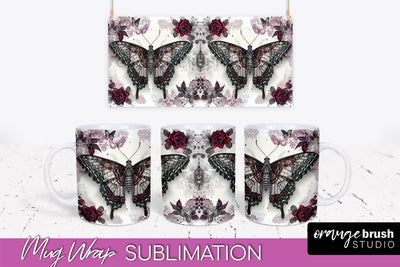 Gothic Halloween Mug Wrap - Dark Academia Mug Sublimation Sublimation OrangeBrushStudio 