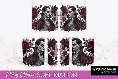 Gothic Halloween Mug Wrap - Dark Academia Mug Sublimation Sublimation OrangeBrushStudio 
