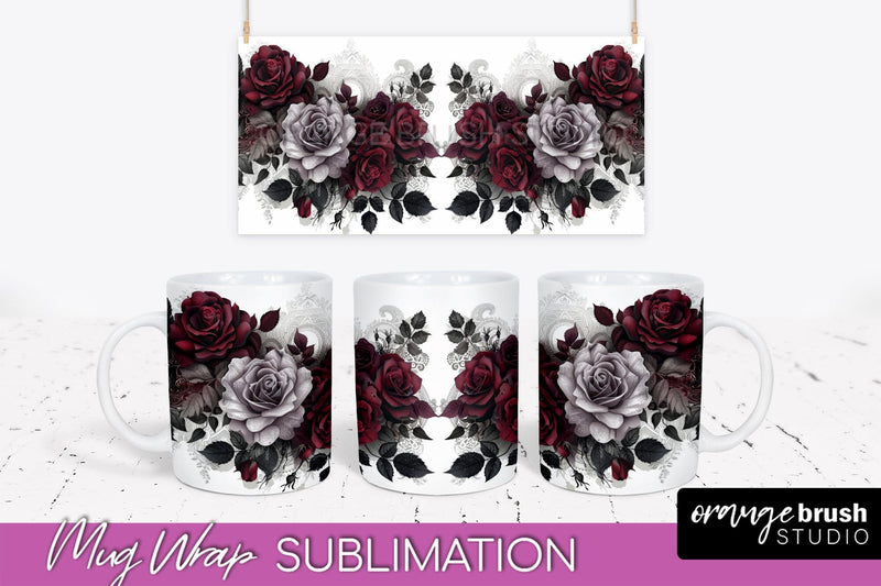 Gothic Halloween Mug Wrap - Dark Academia Mug Sublimation Sublimation OrangeBrushStudio 