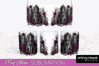Gothic Halloween Mug Wrap - Dark Academia Mug Sublimation Sublimation OrangeBrushStudio 