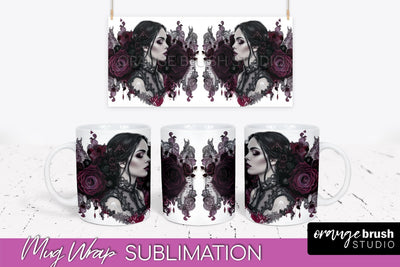 Gothic Halloween Mug Wrap - Dark Academia Mug Sublimation Sublimation OrangeBrushStudio 