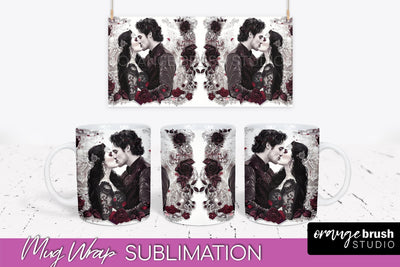 Gothic Halloween Mug Wrap - Dark Academia Mug Sublimation Sublimation OrangeBrushStudio 