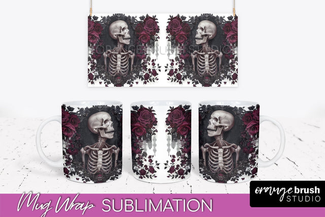 Gothic Halloween Mug Wrap - Dark Academia Mug Sublimation Sublimation OrangeBrushStudio 