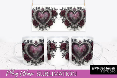 Gothic Halloween Mug Wrap - Dark Academia Mug Sublimation Sublimation OrangeBrushStudio 