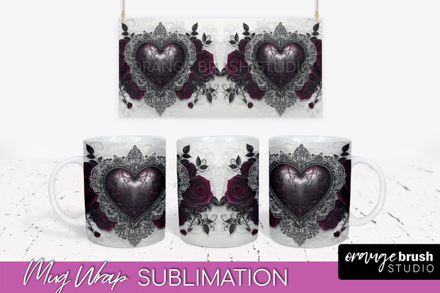 Gothic Halloween Mug Wrap - Dark Academia Mug Sublimation Sublimation OrangeBrushStudio 