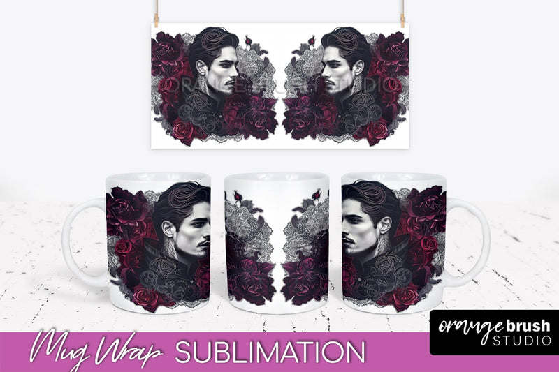 Gothic Halloween Mug Wrap - Dark Academia Mug Sublimation Sublimation OrangeBrushStudio 