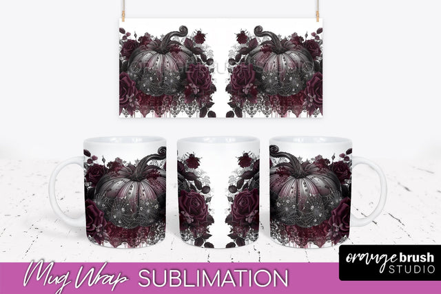 Gothic Halloween Mug Wrap - Dark Academia Mug Sublimation Sublimation OrangeBrushStudio 