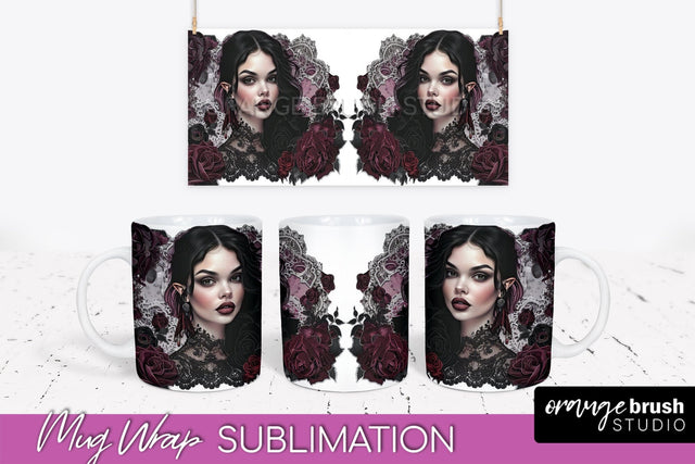 Gothic Halloween Mug Wrap - Dark Academia Mug Sublimation Sublimation OrangeBrushStudio 