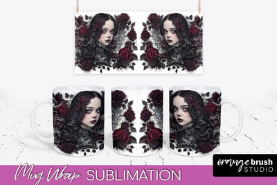 Gothic Halloween Mug Wrap - Dark Academia Mug Sublimation Sublimation OrangeBrushStudio 