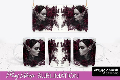 Gothic Halloween Mug Wrap - Dark Academia Mug Sublimation Sublimation OrangeBrushStudio 