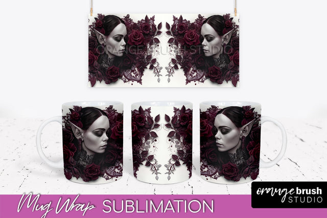 Gothic Halloween Mug Wrap - Dark Academia Mug Sublimation Sublimation OrangeBrushStudio 