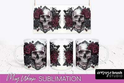 Gothic Halloween Mug Wrap - Dark Academia Mug Sublimation Sublimation OrangeBrushStudio 
