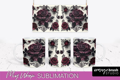 Gothic Halloween Mug Wrap - Dark Academia Mug Sublimation Sublimation OrangeBrushStudio 