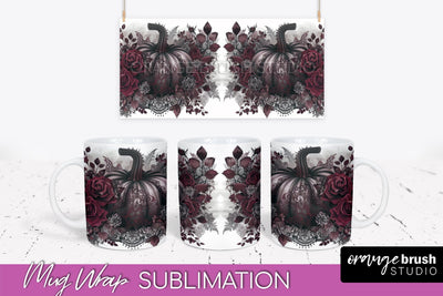Gothic Halloween Mug Wrap - Dark Academia Mug Sublimation Sublimation OrangeBrushStudio 