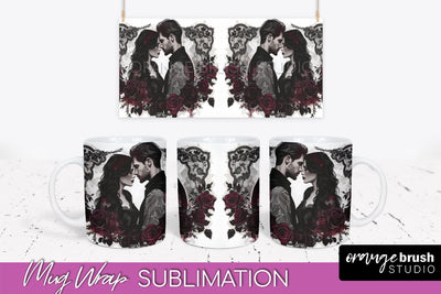Gothic Halloween Mug Wrap - Dark Academia Mug Sublimation Sublimation OrangeBrushStudio 