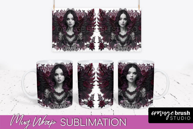 Gothic Halloween Mug Wrap - Dark Academia Mug Sublimation Sublimation OrangeBrushStudio 