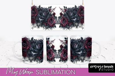 Gothic Halloween Mug Wrap - Dark Academia Mug Sublimation Sublimation OrangeBrushStudio 