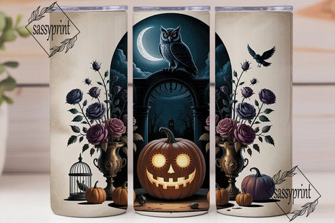 Gothic Halloween Owl 20oz Tumbler Wrap Sublimation sassyprint 