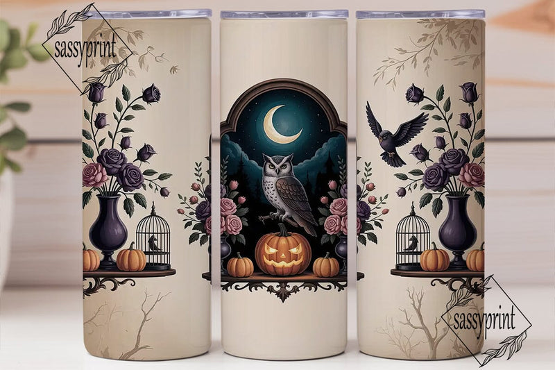 Gothic Halloween Owl 20oz Tumbler Wrap Sublimation sassyprint 