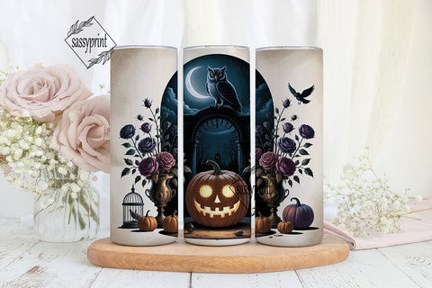Gothic Halloween Owl 20oz Tumbler Wrap Sublimation sassyprint 